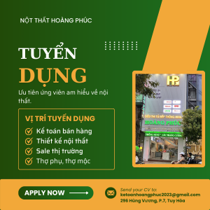 Tuyển Kế toán bán hàng, sale, thợ, thiết kế